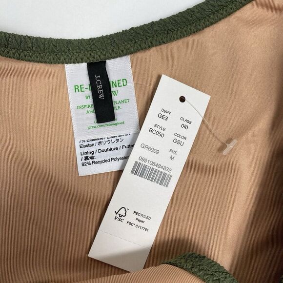 ⭐️ J Crew Textured Curved Waist Cheeky Bikini Swim Bottom Medium Green NWT Beach - Picture 4 of 5